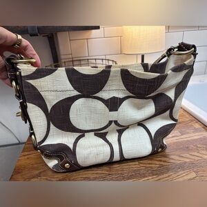 Coach Y2K Brown and Cream Shoulder Bag